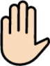 raised hand: light skin tone emoji