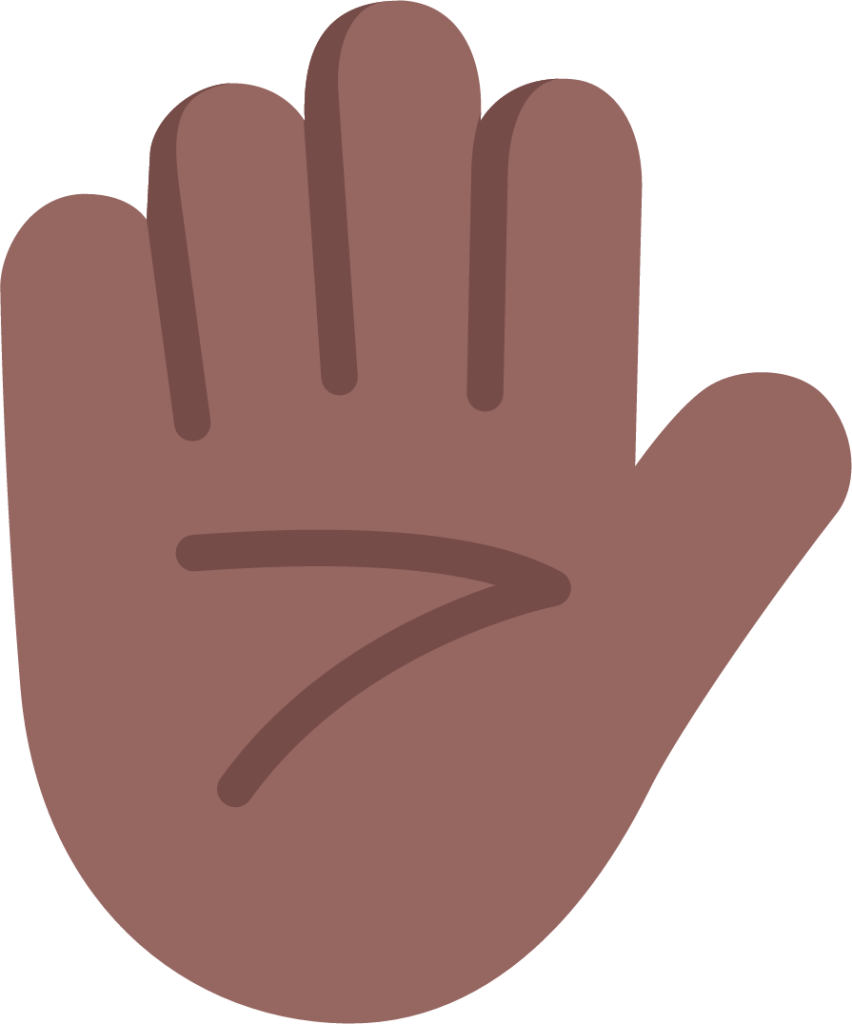 raised hand medium dark emoji