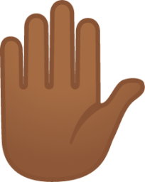 raised hand: medium-dark skin tone emoji