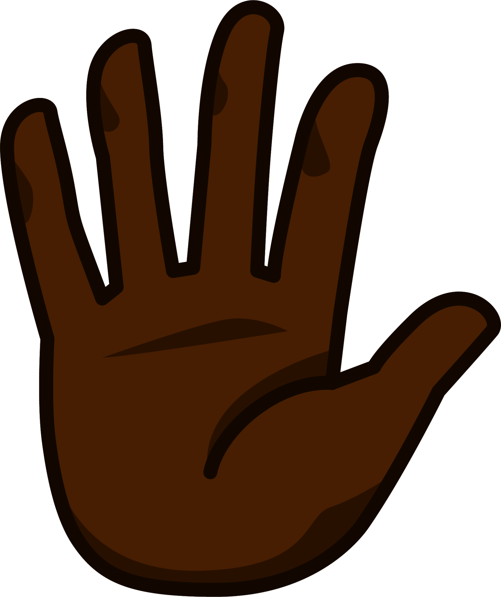 raised hand with fingers splayed (black) emoji