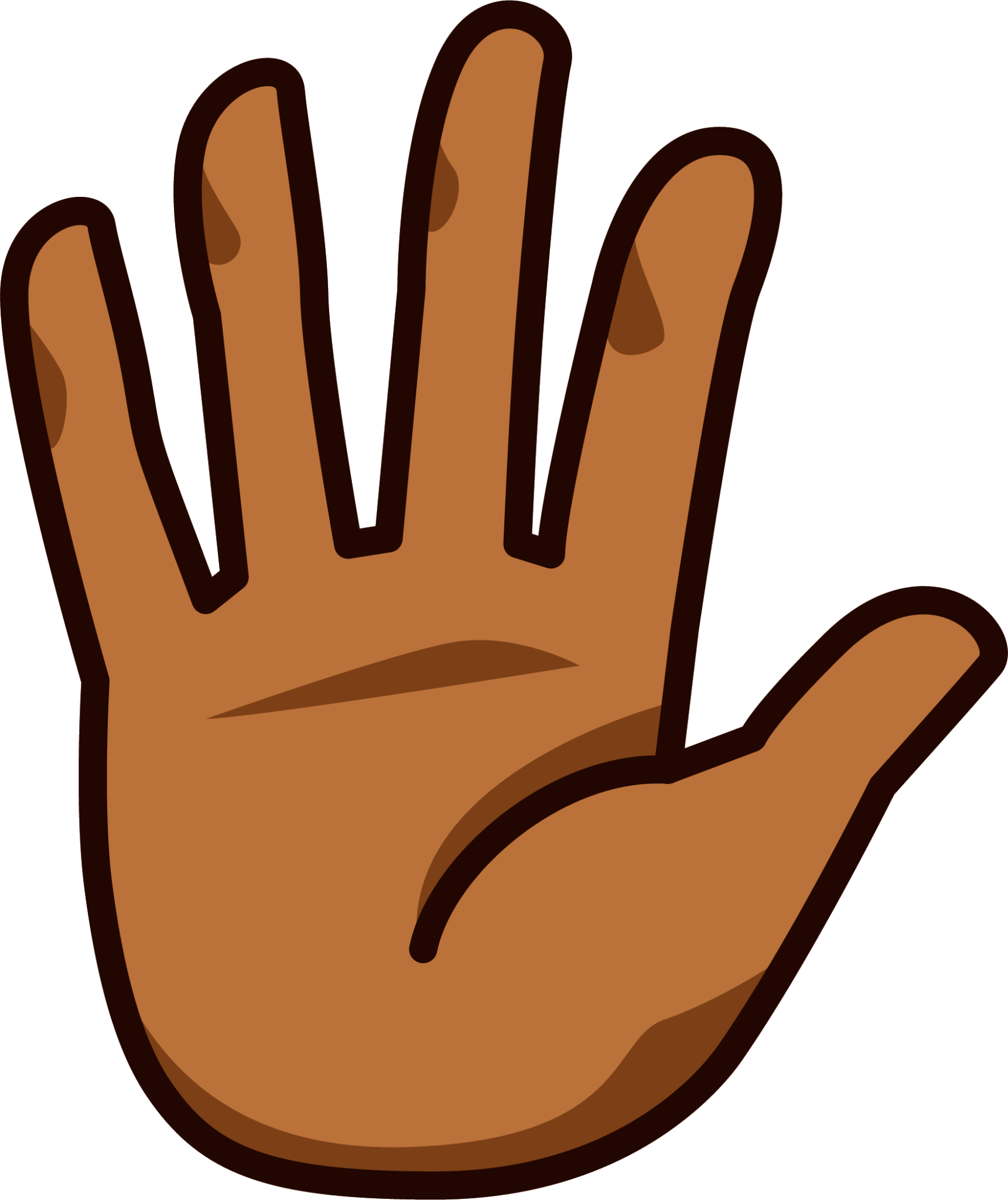 raised hand with fingers splayed (brown) emoji