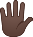 raised hand with fingers splayed: dark skin tone emoji