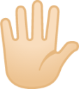 raised hand with fingers splayed: light skin tone emoji