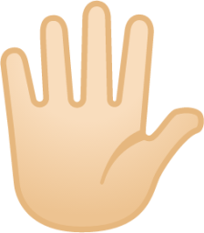 raised hand with fingers splayed: light skin tone emoji
