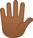 raised hand with fingers splayed: medium-dark skin tone emoji