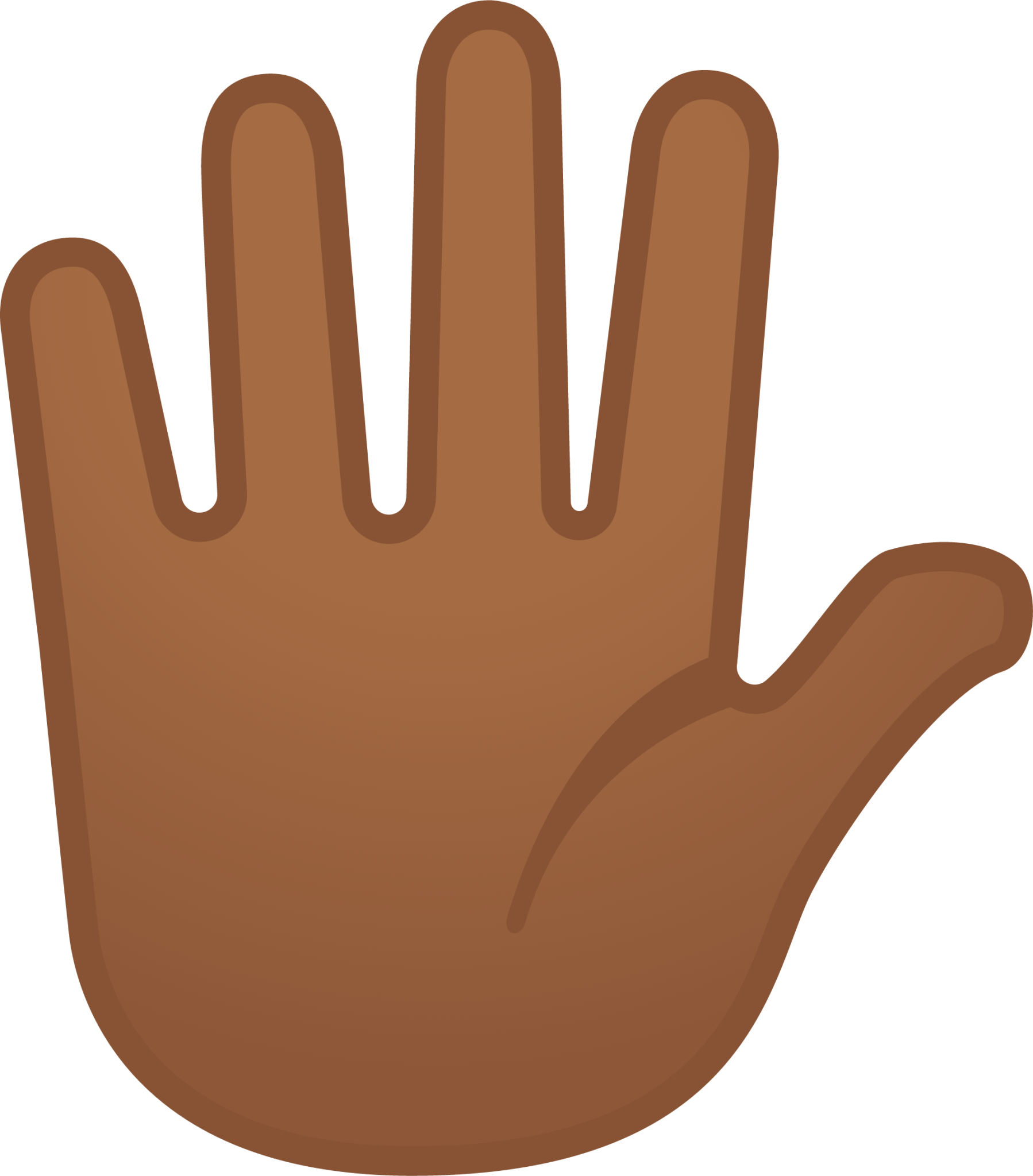 raised hand with fingers splayed: medium-dark skin tone emoji