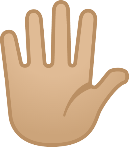 raised hand with fingers splayed: medium-light skin tone emoji