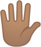 raised hand with fingers splayed: medium skin tone emoji