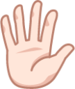 raised hand with fingers splayed (white) emoji