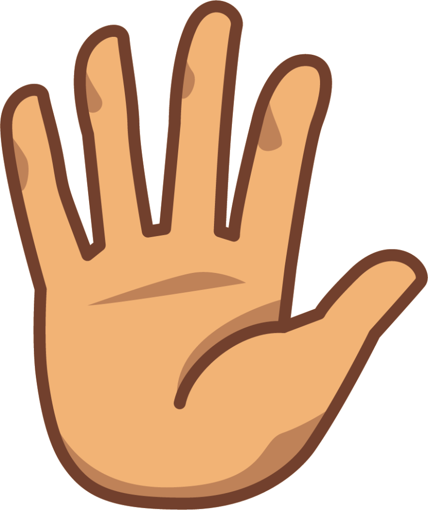 raised hand with fingers splayed (yellow) emoji