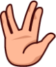 raised hand with part between middle and ring fingers (plain) emoji
