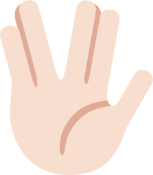 raised hand with part between middle and ring fingers tone 1 emoji