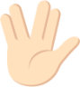 raised hand with part between middle and ring fingers tone 1 emoji
