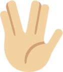 raised hand with part between middle and ring fingers tone 2 emoji