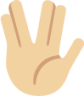 raised hand with part between middle and ring fingers tone 2 emoji