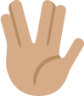 raised hand with part between middle and ring fingers tone 3 emoji