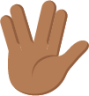 raised hand with part between middle and ring fingers tone 4 emoji