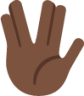 raised hand with part between middle and ring fingers tone 5 emoji