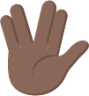raised hand with part between middle and ring fingers tone 5 emoji