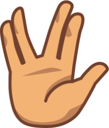 raised hand with part between middle and ring fingers (yellow) emoji