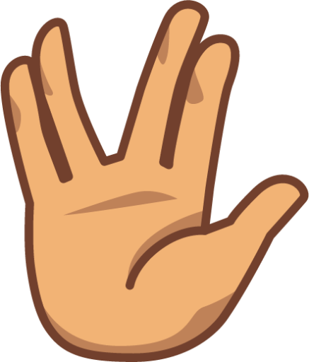raised hand with part between middle and ring fingers (yellow) emoji