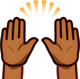 raised hands (brown) emoji