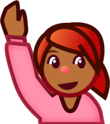 raising hand (brown) emoji
