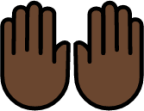raising hands: dark skin tone emoji