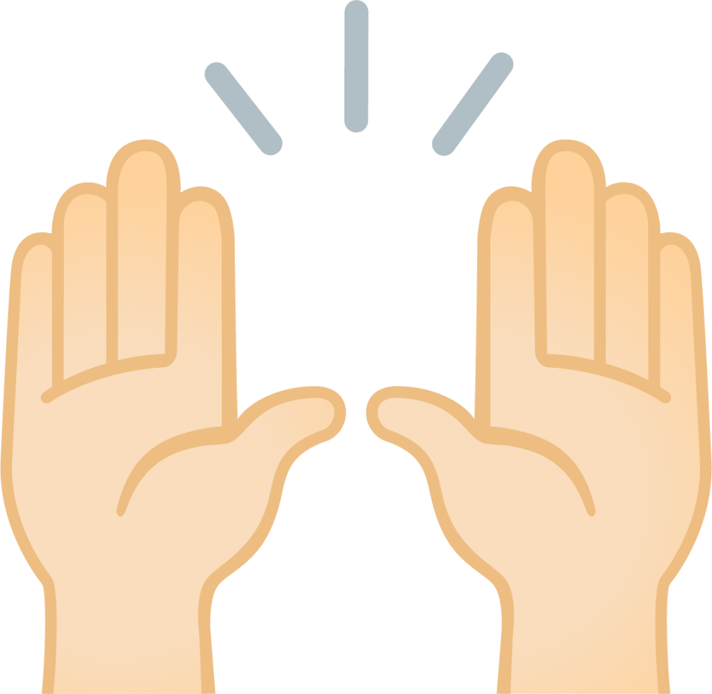 raising hands: light skin tone emoji