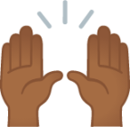 raising hands: medium-dark skin tone emoji