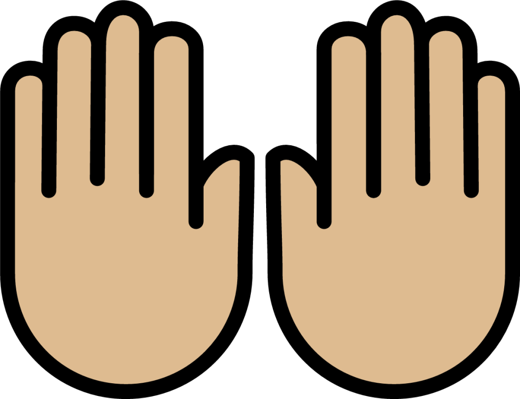 raising hands: medium-light skin tone emoji