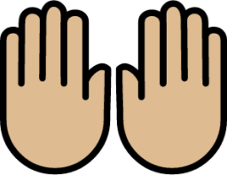 raising hands: medium-light skin tone emoji