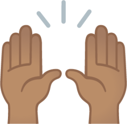 raising hands: medium skin tone emoji