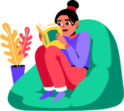 reading beanbag chair illustration