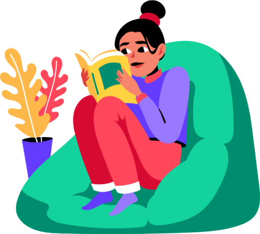reading beanbag chair illustration