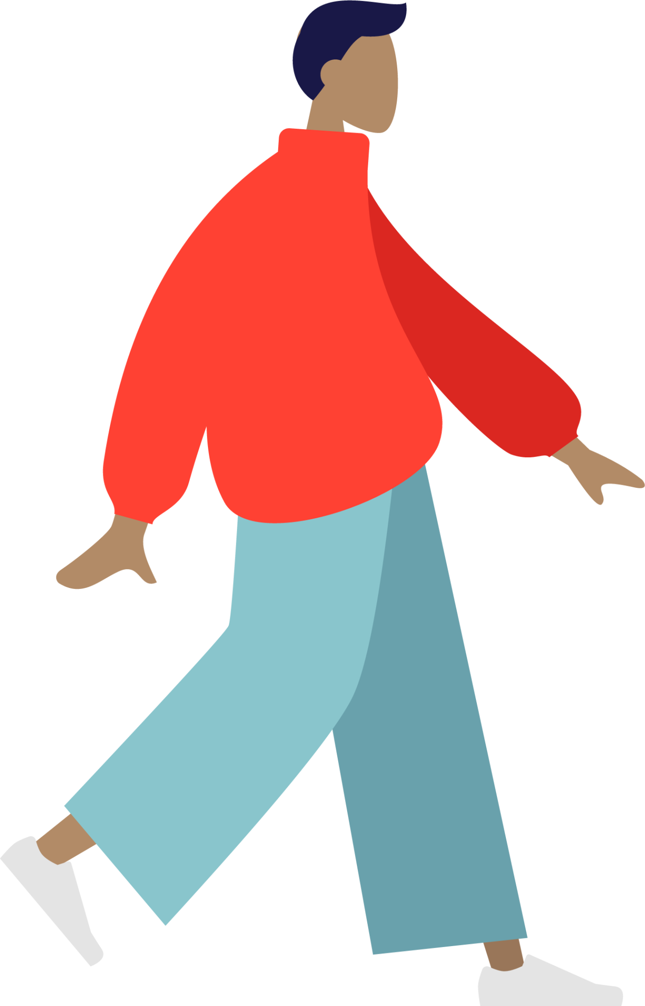 red jacket walking illustration