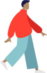 red jacket walking illustration