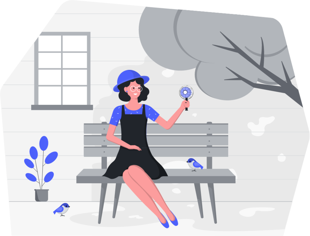 Relaxing on a garden bench illustration