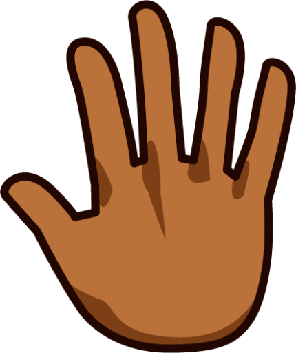 reversed raised hand with fingers splayed (brown) emoji