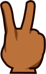 reversed victory hand (brown) emoji