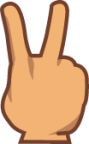 reversed victory hand (yellow) emoji