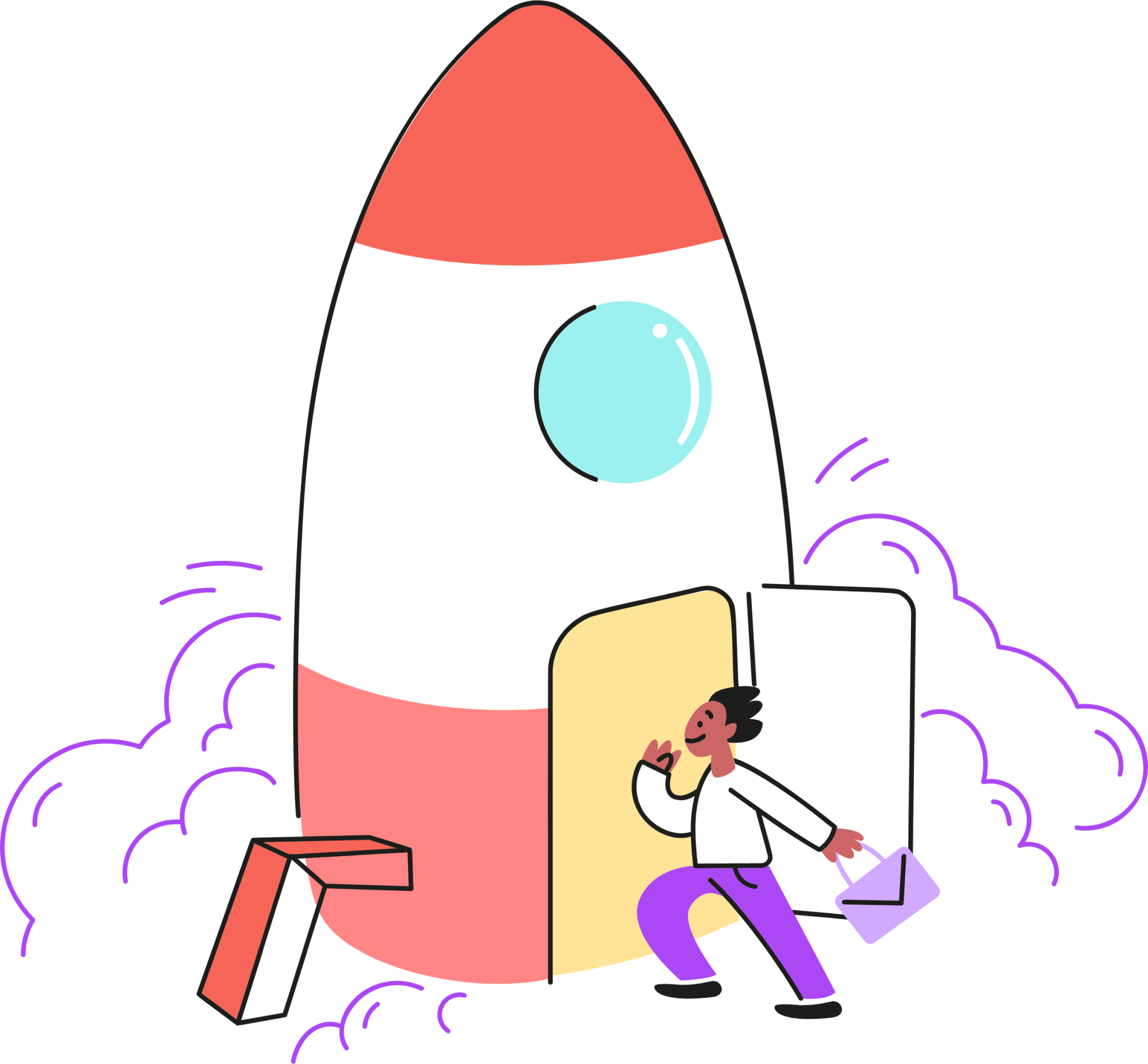 rocket shit man illustration