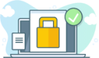 safe checkmark secure laptop computer illustration
