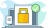 safe checkmark secure laptop computer illustration