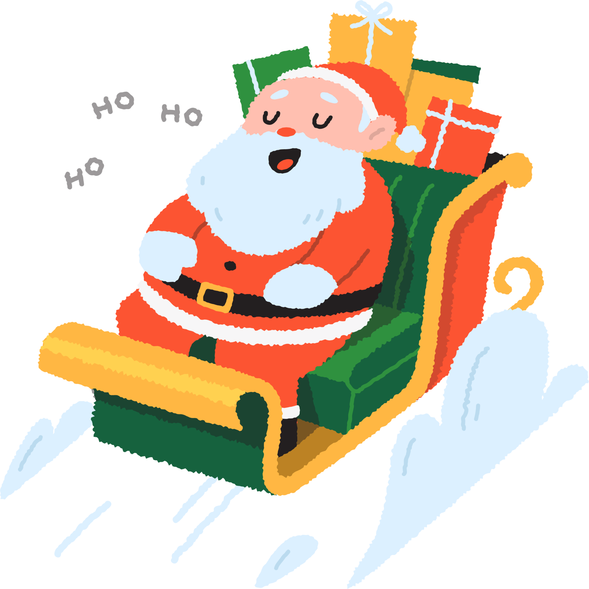 Santa sleigh santa claus ho ho ho gifts christmas holidays illustration
