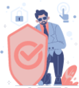 Secure safe shield man glasses login illustration