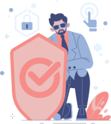 Secure safe shield man glasses login illustration