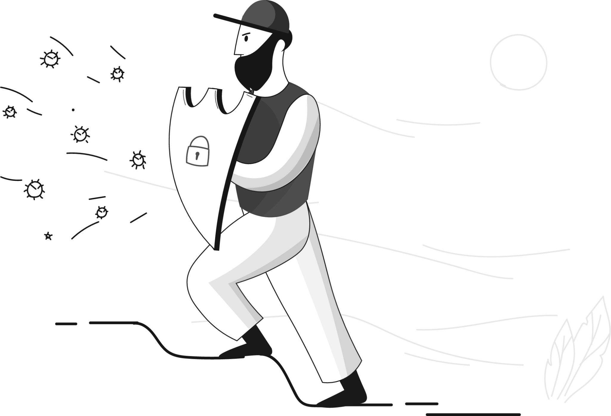 shield man beard illustration
