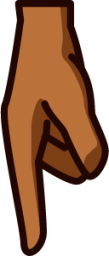 sideways down pointing index (brown) emoji