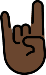 sign of the horns: dark skin tone emoji